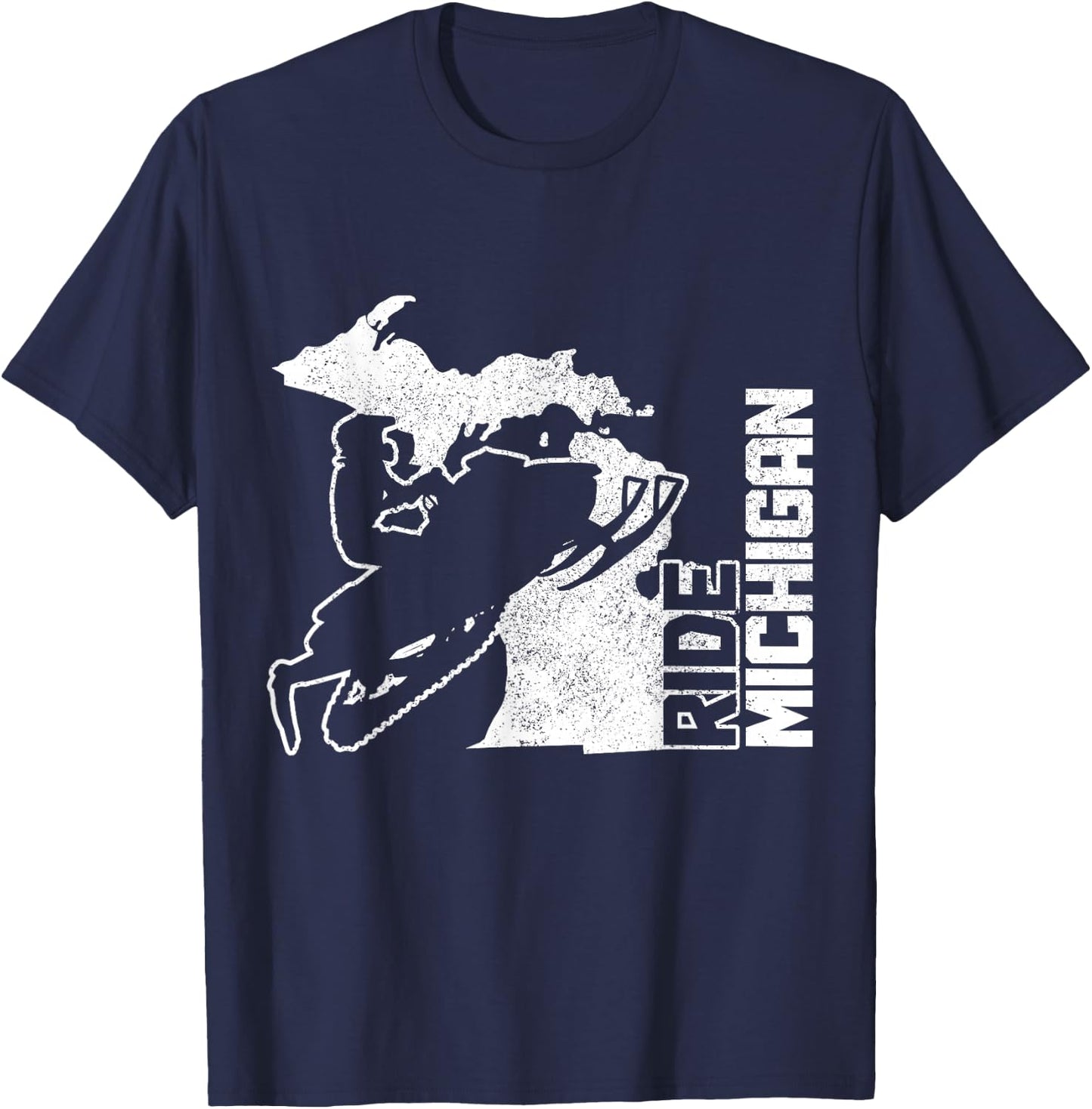 Snowmobile Ride Michigan Snowmobile Vintage T-Shirt - T-Shirt | Navy
