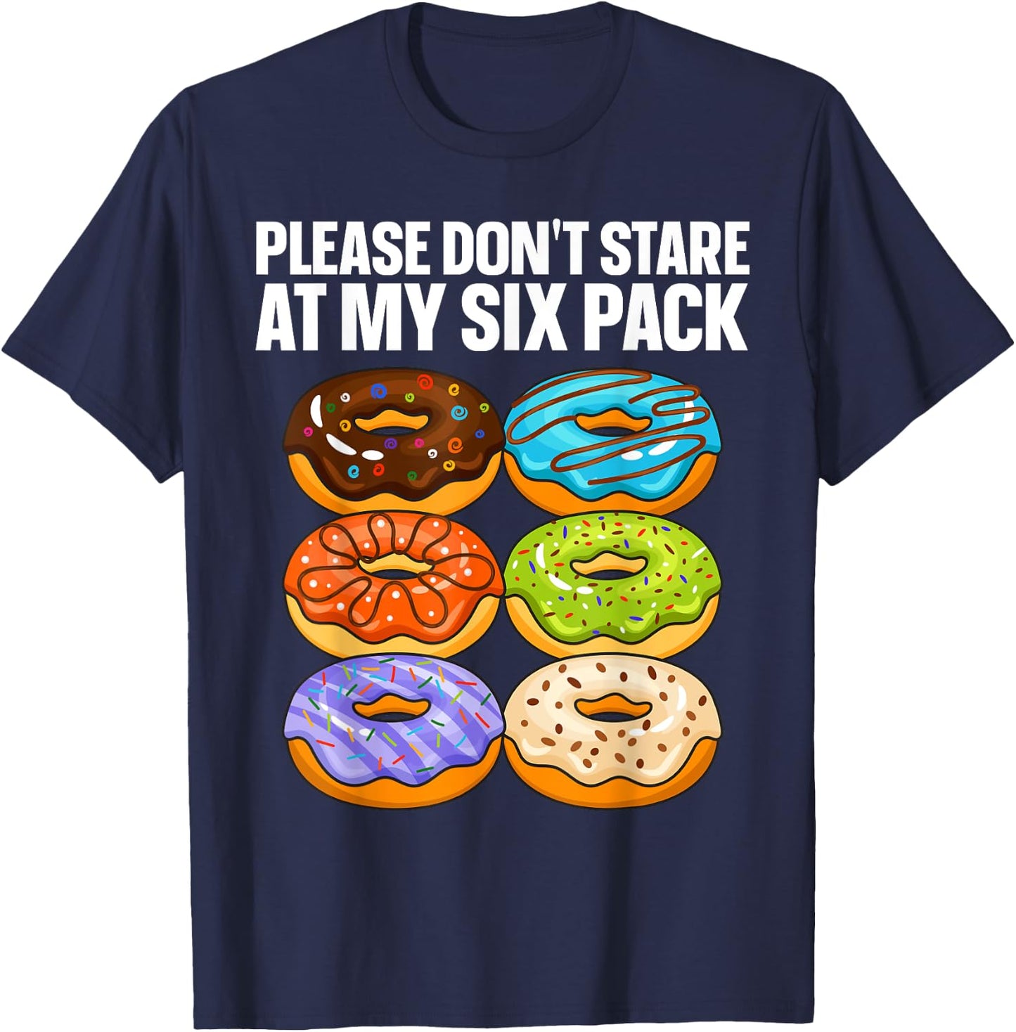 Funny Donut Art Women Doughnut Food Gym Six Pack T-Shirt - T-Shirt | Navy