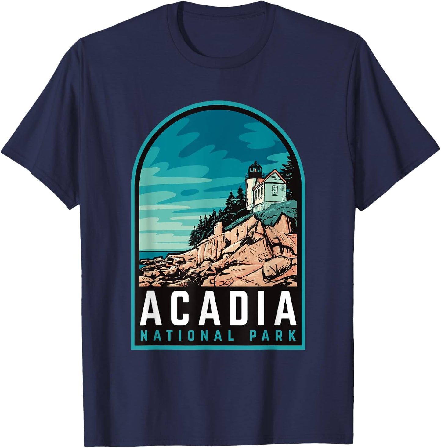 Acadia National Park Maine Bar Harbor T-Shirt - T-Shirt | Navy
