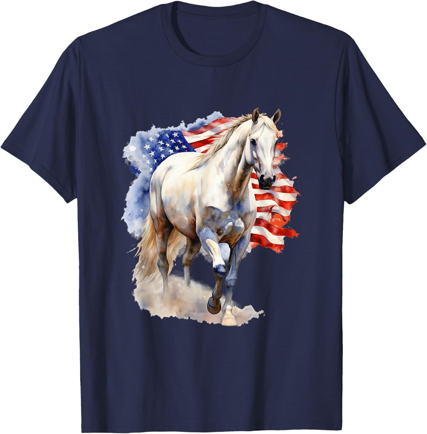 Horse American Flag 4th of July Vintage USA Patriotic Pride T-Shirt - T-Shirt | Navy