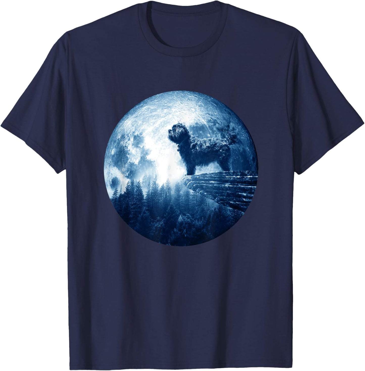 Affenpinscher Dog Moon Dog Mom Dad Women Men Dog Lovers T-Shirt - T-Shirt | Navy