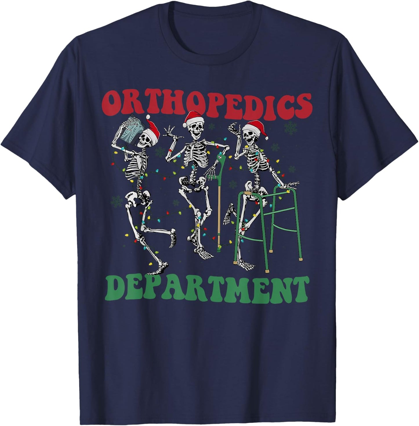 Skeleton Orthopedics Department Santa Christmas T-Shirt - T-Shirt | Navy