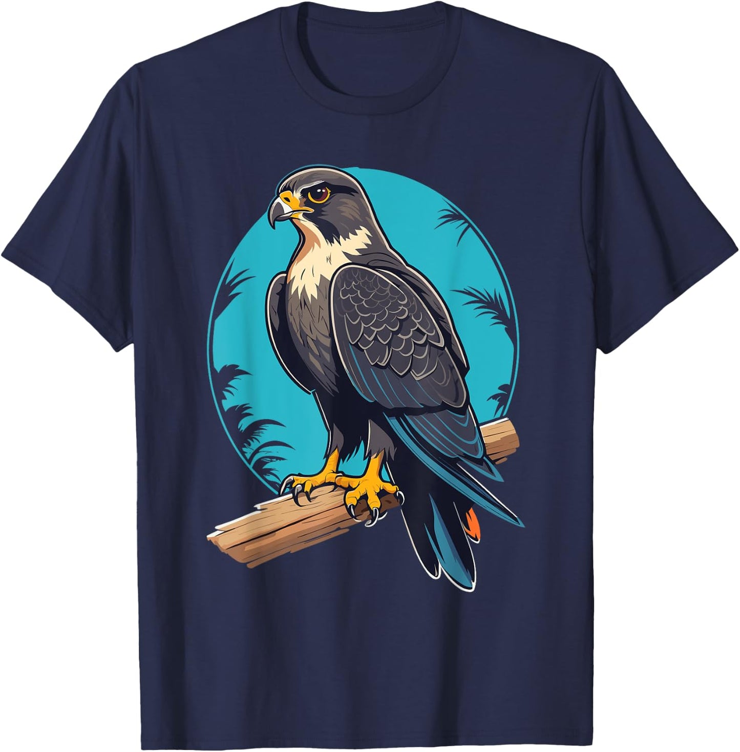Ventage Peregrine Falcon Graphic: Cute Peregrine Falcon T-Shirt - T-Shirt | Navy