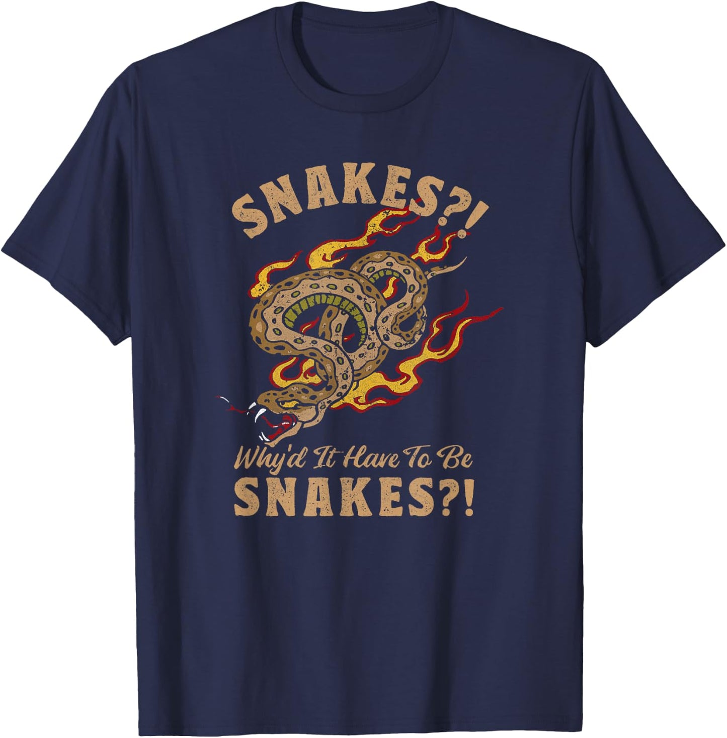 Indiana Jones Raiders of The Lost Ark Why Snakes Quote T-Shirt - T-Shirt | Navy