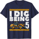 5th Birthday Construction Truck I Dig Being 5 Vehicle Bday T-Shirt - T-Shirt | Navy
