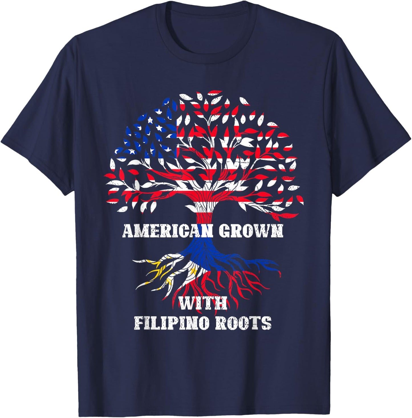 American Filipino Roots USA Flag Pinoy Pride Philippines T-Shirt - T-Shirt | Navy