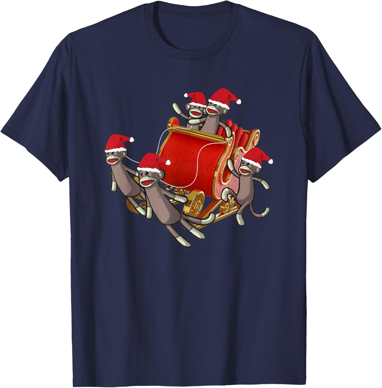 Sock Monkeys Take Over Christmas Funny Sock Monkey T-Shirt - T-Shirt | Navy