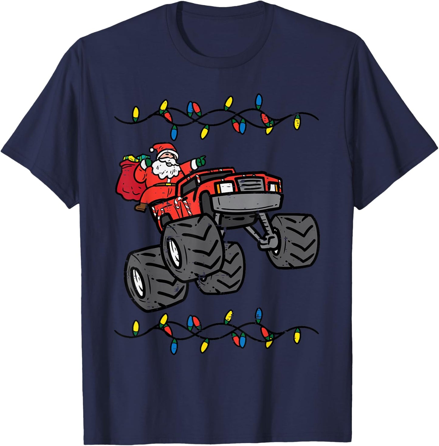 Christmas Santa Monster Truck Xmas Boys Kids Toddler Youth T-Shirt - T-Shirt | Navy