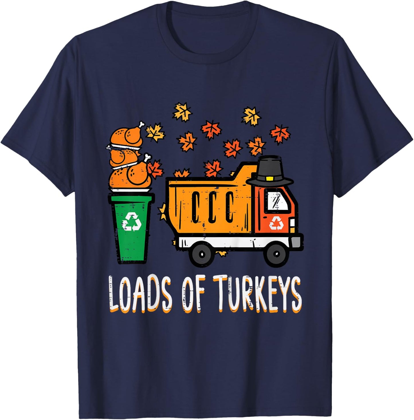 Kids Thanksgiving Dump Truck Loads Of Turkeys Toddler Boys Kids T-Shirt - T-Shirt | Navy