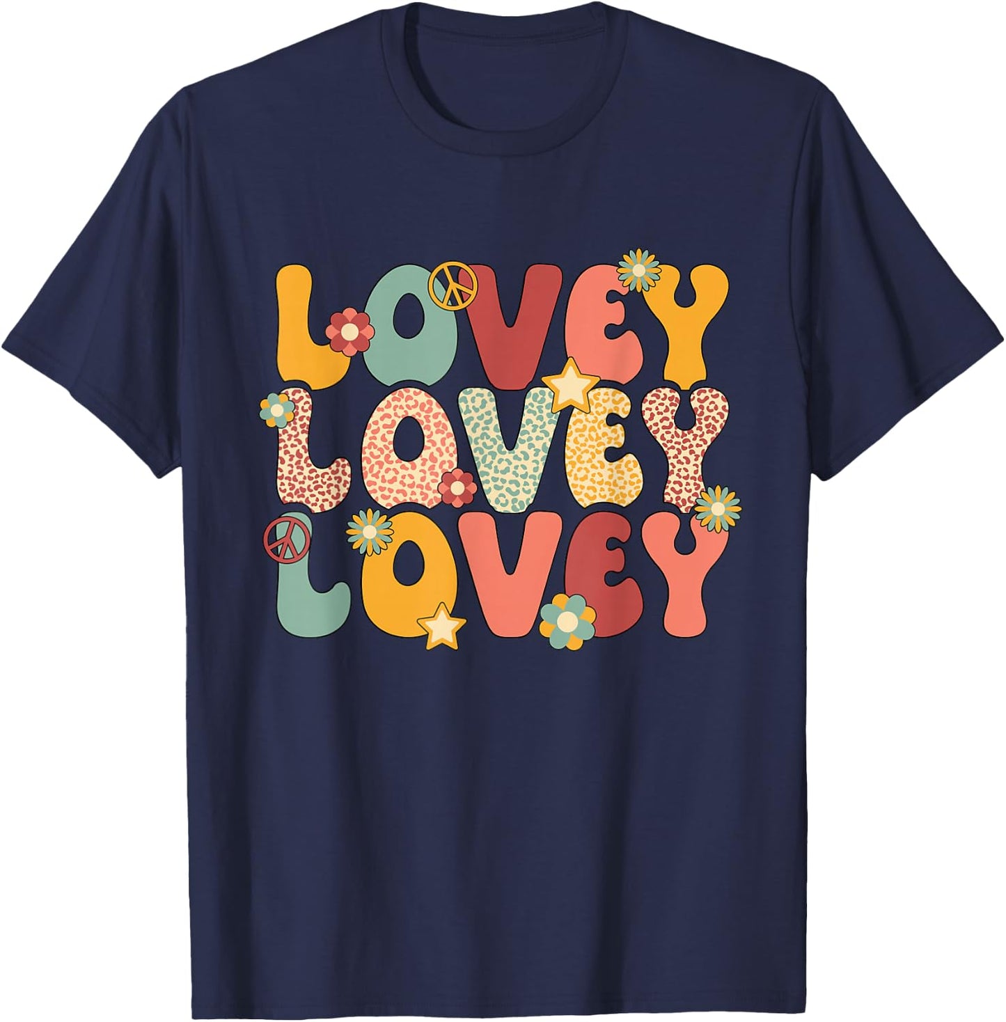 Lovey Grandma Groovy Lovey Grandmother T-Shirt - T-Shirt | Navy