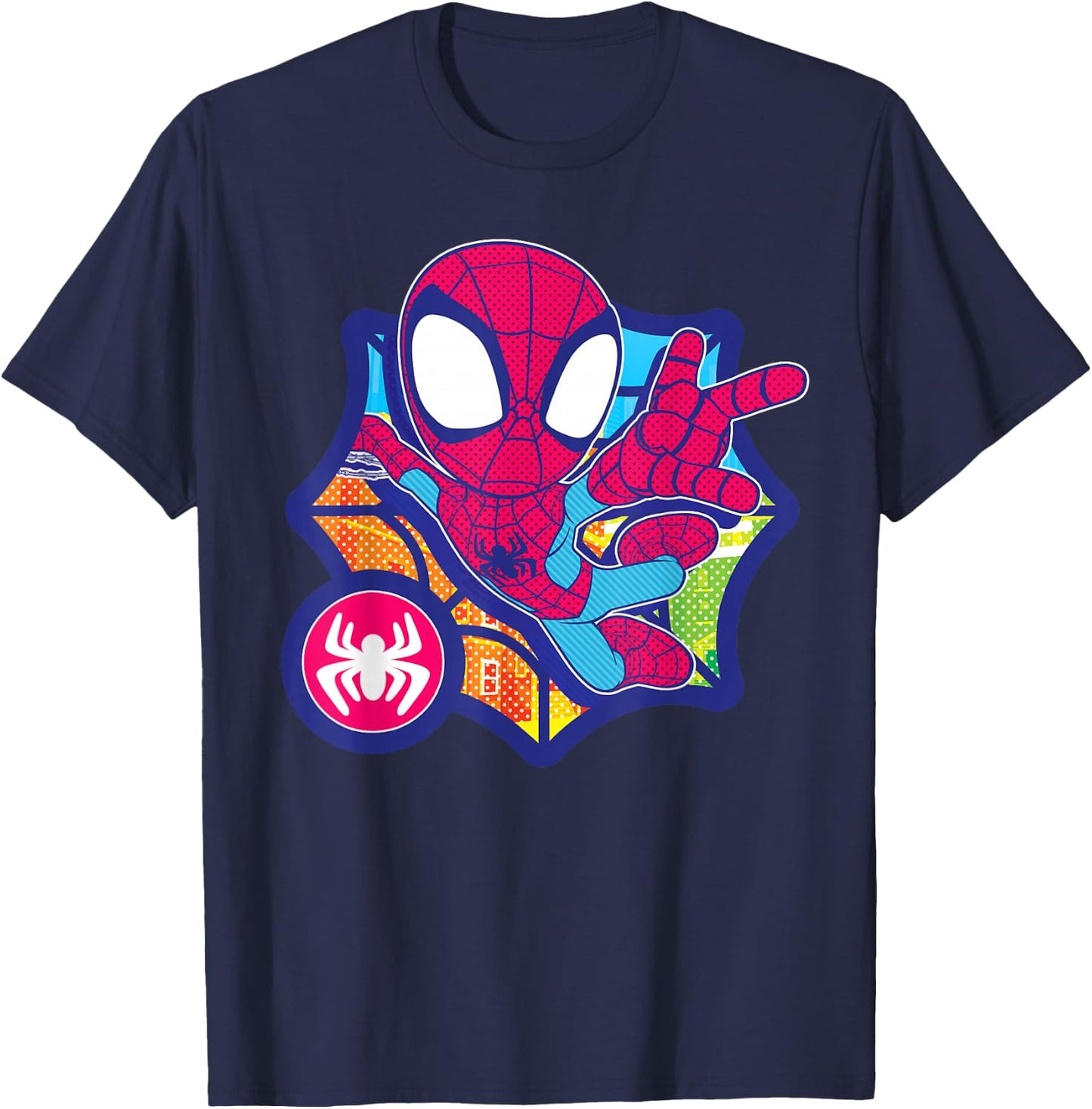 Marvel Spidey and His Amazing Friends Spider-Man Dot Effect T-Shirt - T-Shirt | Navy