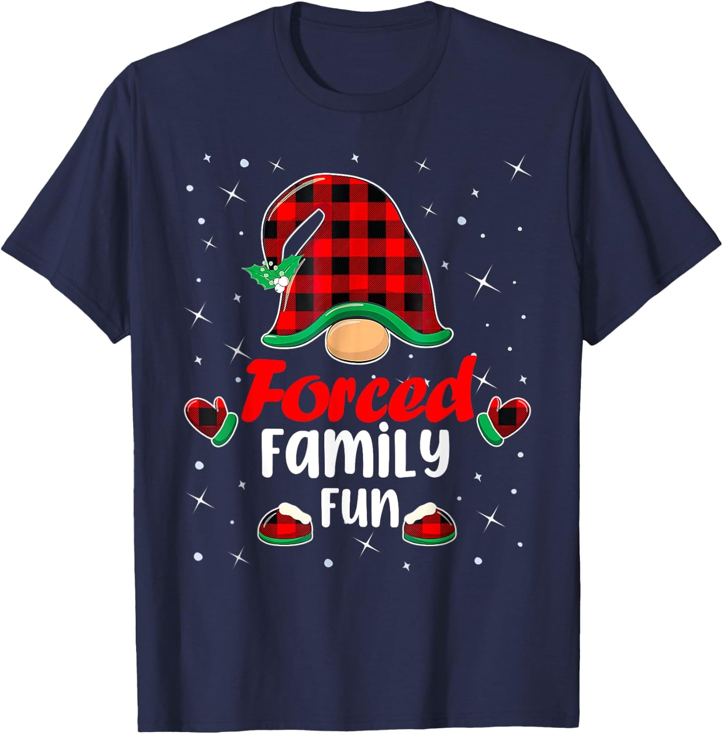 Funny Xmas Santa Hat Forced Family Fun Anti Christmas Gifts T-Shirt - T-Shirt | Navy