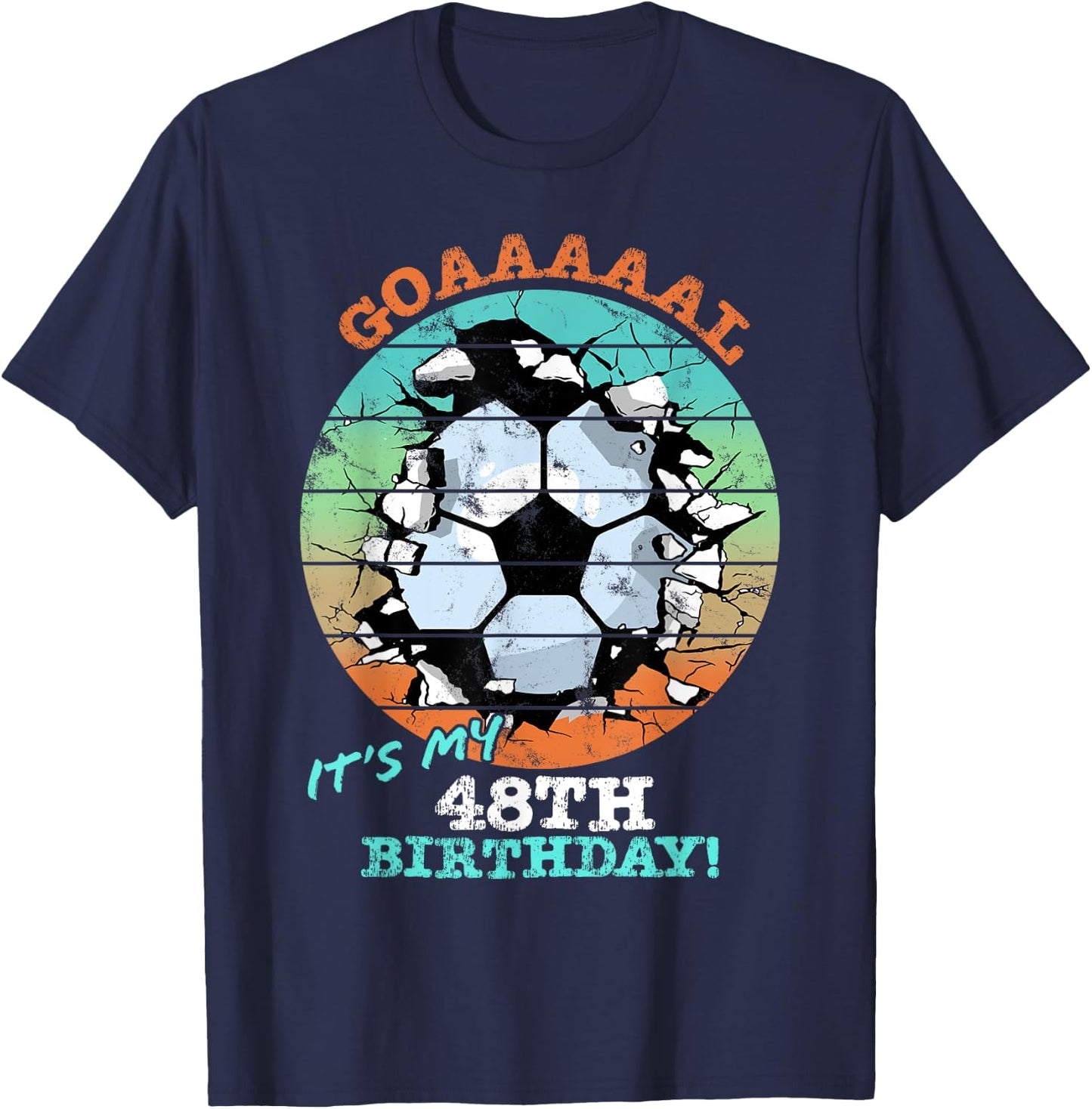 Soccer Birthday Party 48 Year Old Boy 48th Birthday, Girl T-Shirt - T-Shirt | Navy