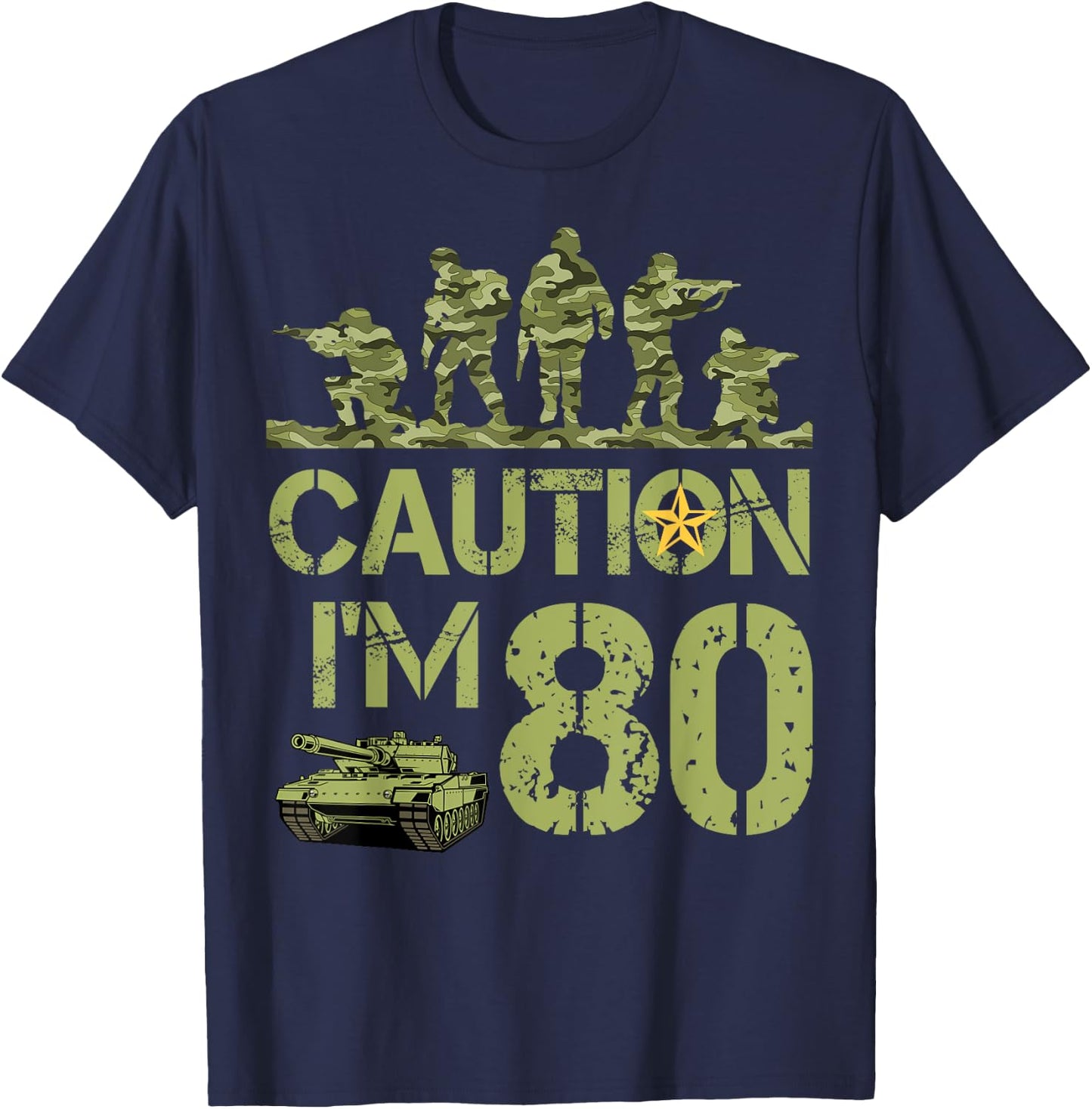 80th Birthday Military I'm 80 Year Old Camo 80 Birthday T-Shirt - T-Shirt | Navy