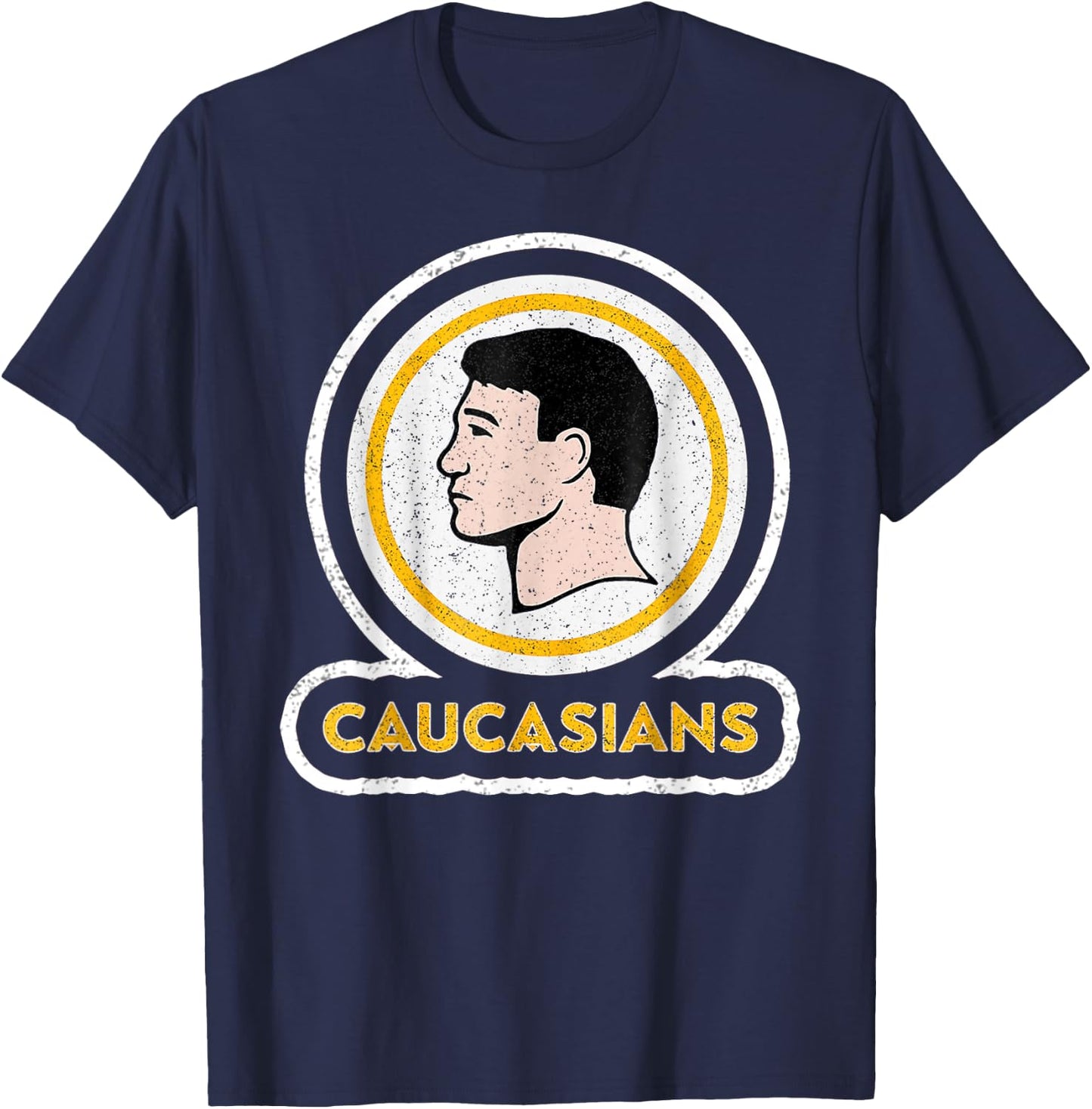 Caucasians Funny Vintage Caucasians Pride T-Shirt - T-Shirt | Navy