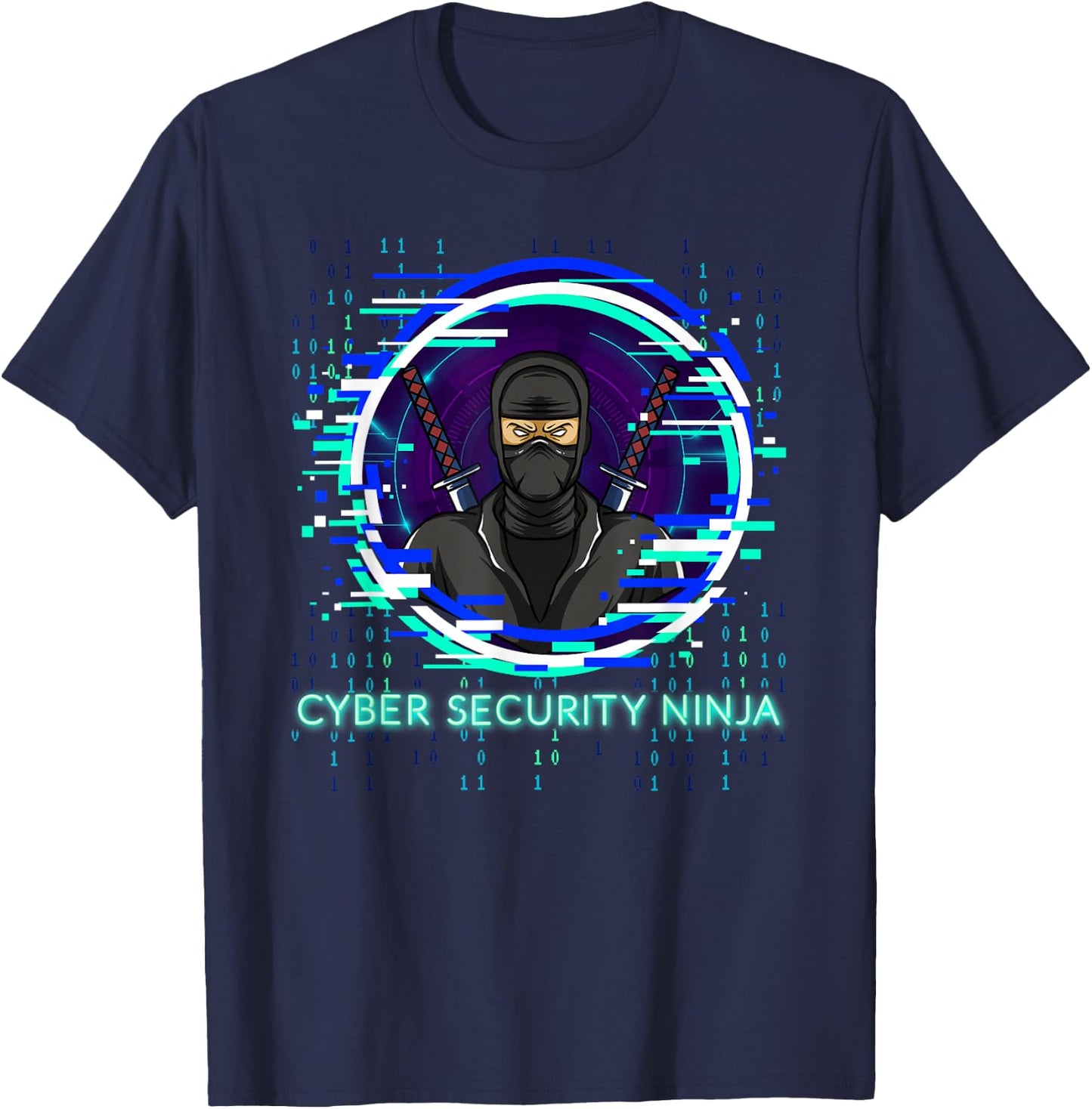 Cybersecurity Ninja Binary Code Programmer Nerd Design T-Shirt - T-Shirt | Navy