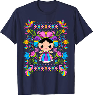 Mexican Handmade Rag Doll Lele, Mexicana Latina Woman T-Shirt - T-Shirt | Navy