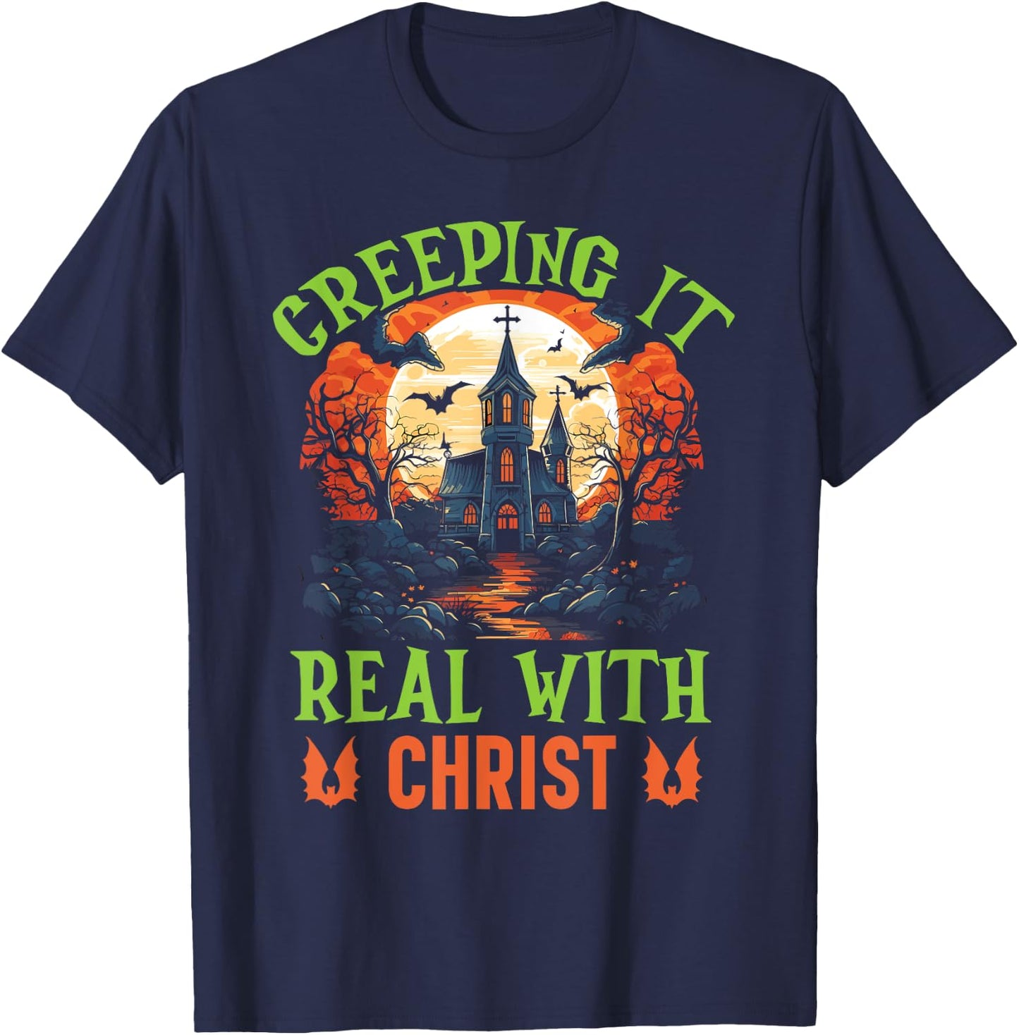 Christian Halloween Jesus Christ Trick Or Treat Christianity T-Shirt - T-Shirt | Navy