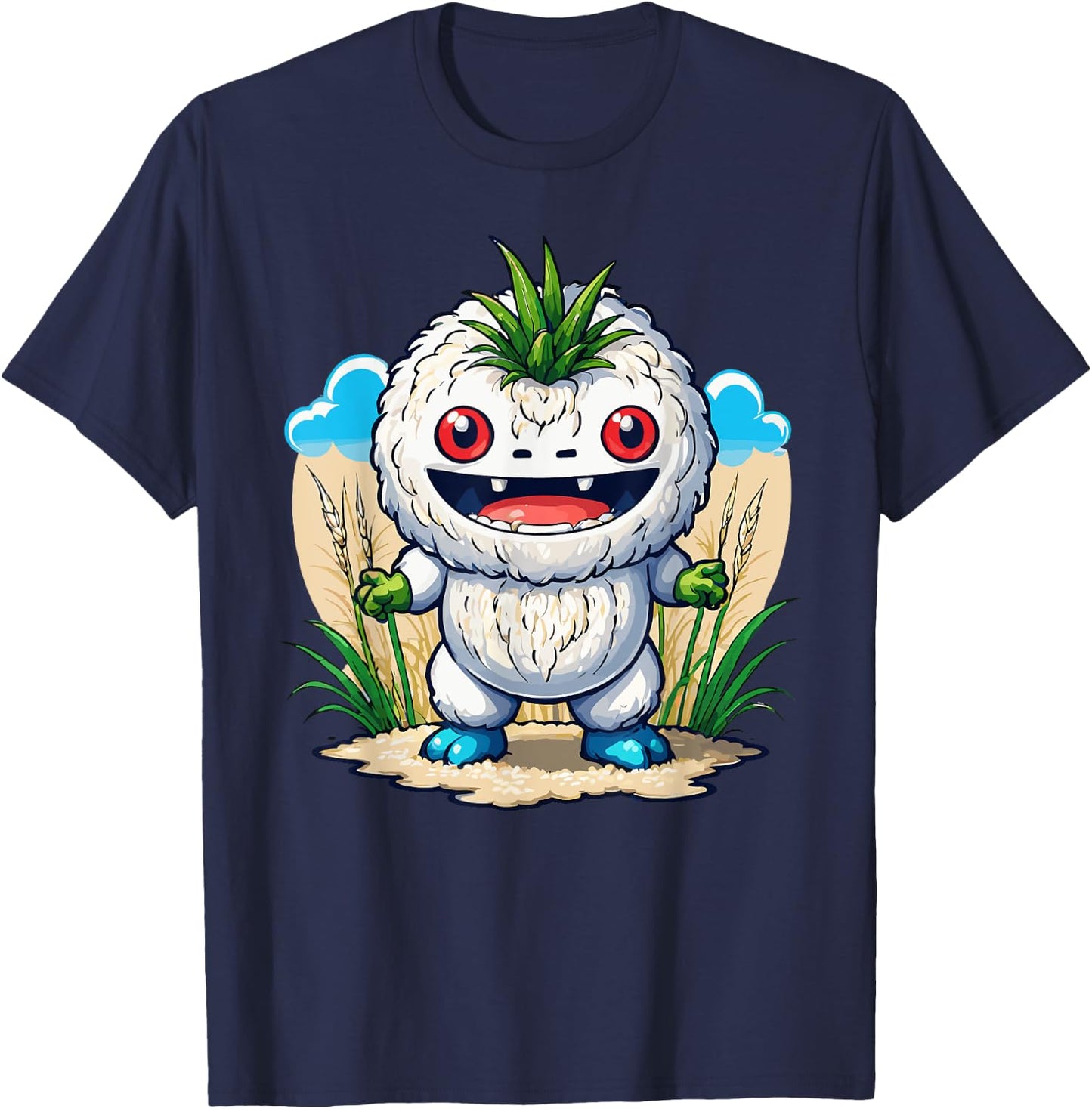 Japanese Food Anime Kawaii Rice Monster T-Shirt - T-Shirt | Navy