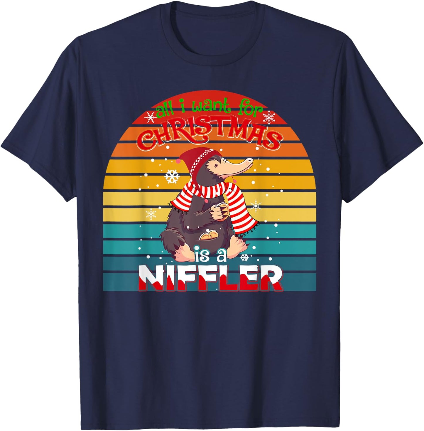 All I Want for Christmas is a Niffler Men Kids Xmas Family T-Shirt - T-Shirt | Navy