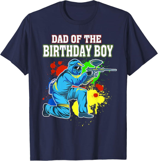 Paintball Dad of the Birthday Boy Birthday Party Paintball T-Shirt - T-Shirt | Navy