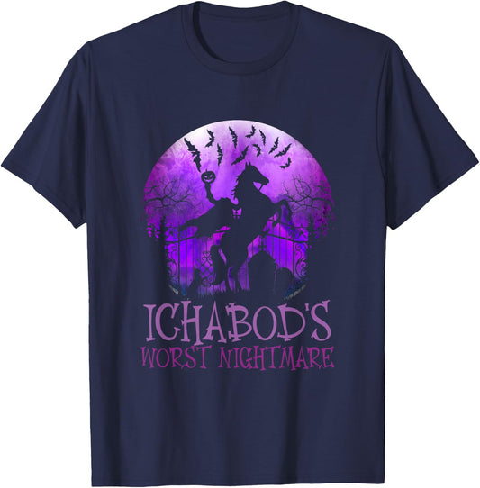 Ichabod's Worst Nightmare, Headless Horseman Halloween T-Shirt - T-Shirt | Navy