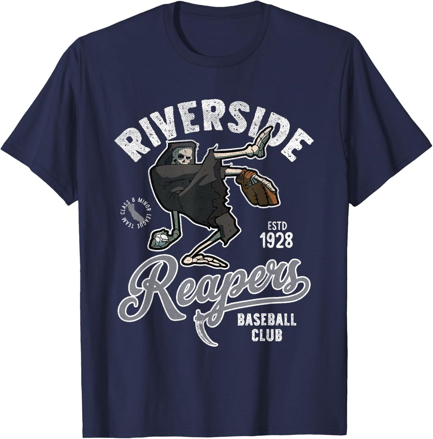 Riverside Grim Reapers Retro Minor League Baseball Team T-Shirt - T-Shirt | Navy