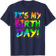 My Birthday Paint Splatter 80s Theme Colorful Bday Party T-Shirt - T-Shirt | Navy
