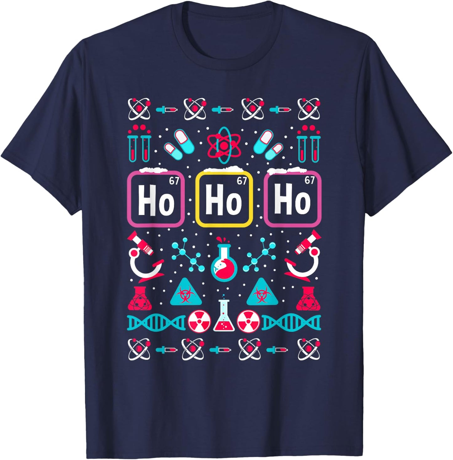 Funny Science Men Women Kids Chemistry Ugly Christmas T-Shirt - T-Shirt | Navy