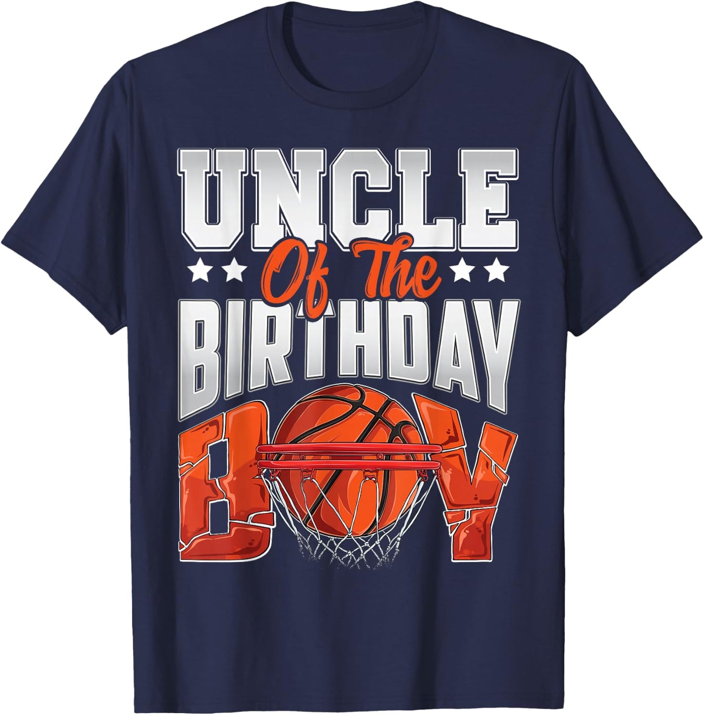 Uncle basketball birthday Boy Family Baller b-day Party T-Shirt - T-Shirt | Navy