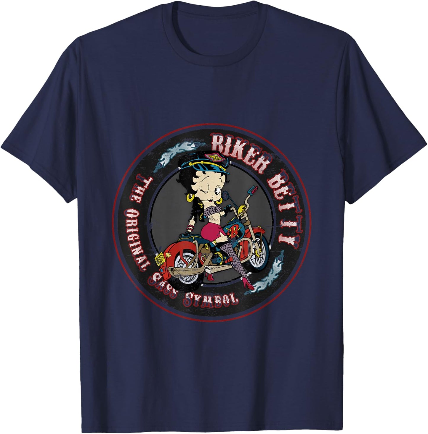 Betty Boop Biker Betty T-Shirt - T-Shirt | Navy