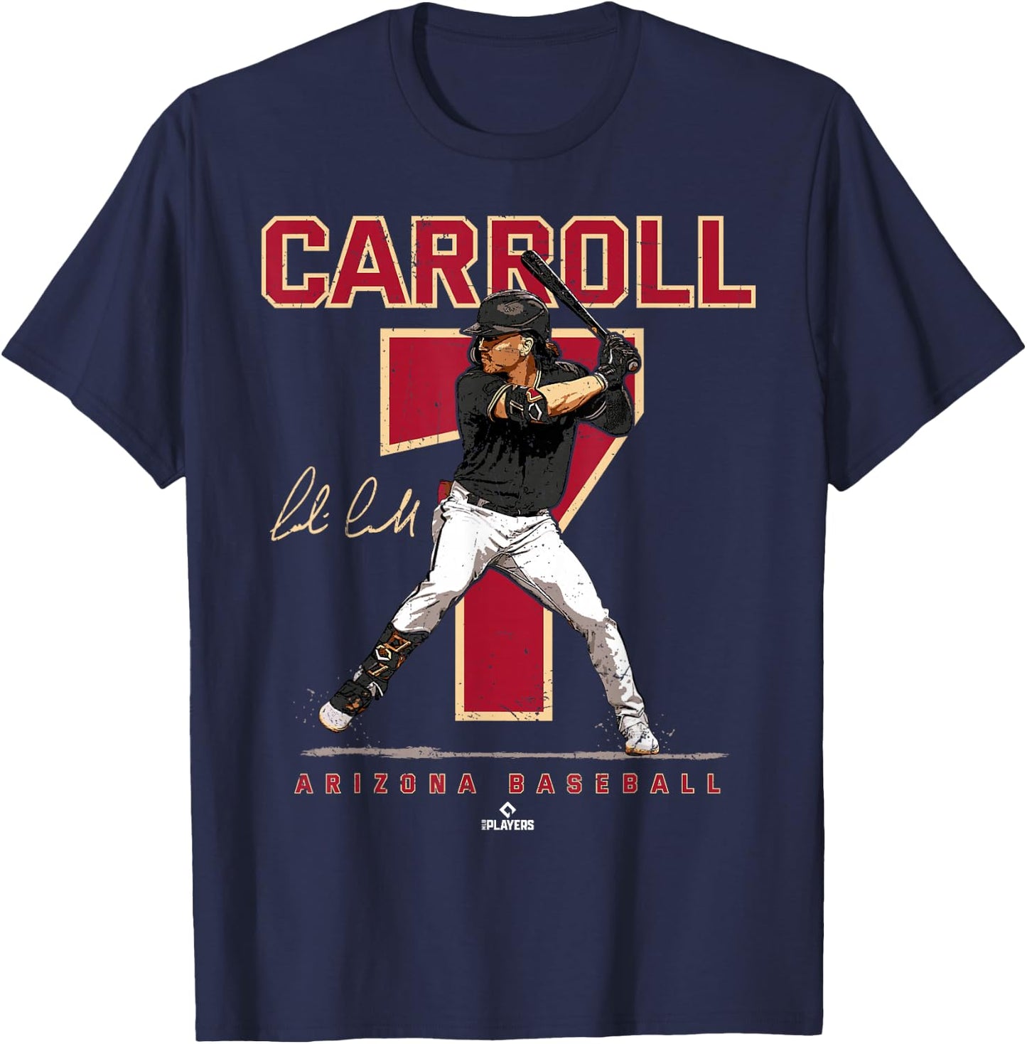 Number and Portrait Corbin Carroll Arizona T-Shirt - T-Shirt | Navy