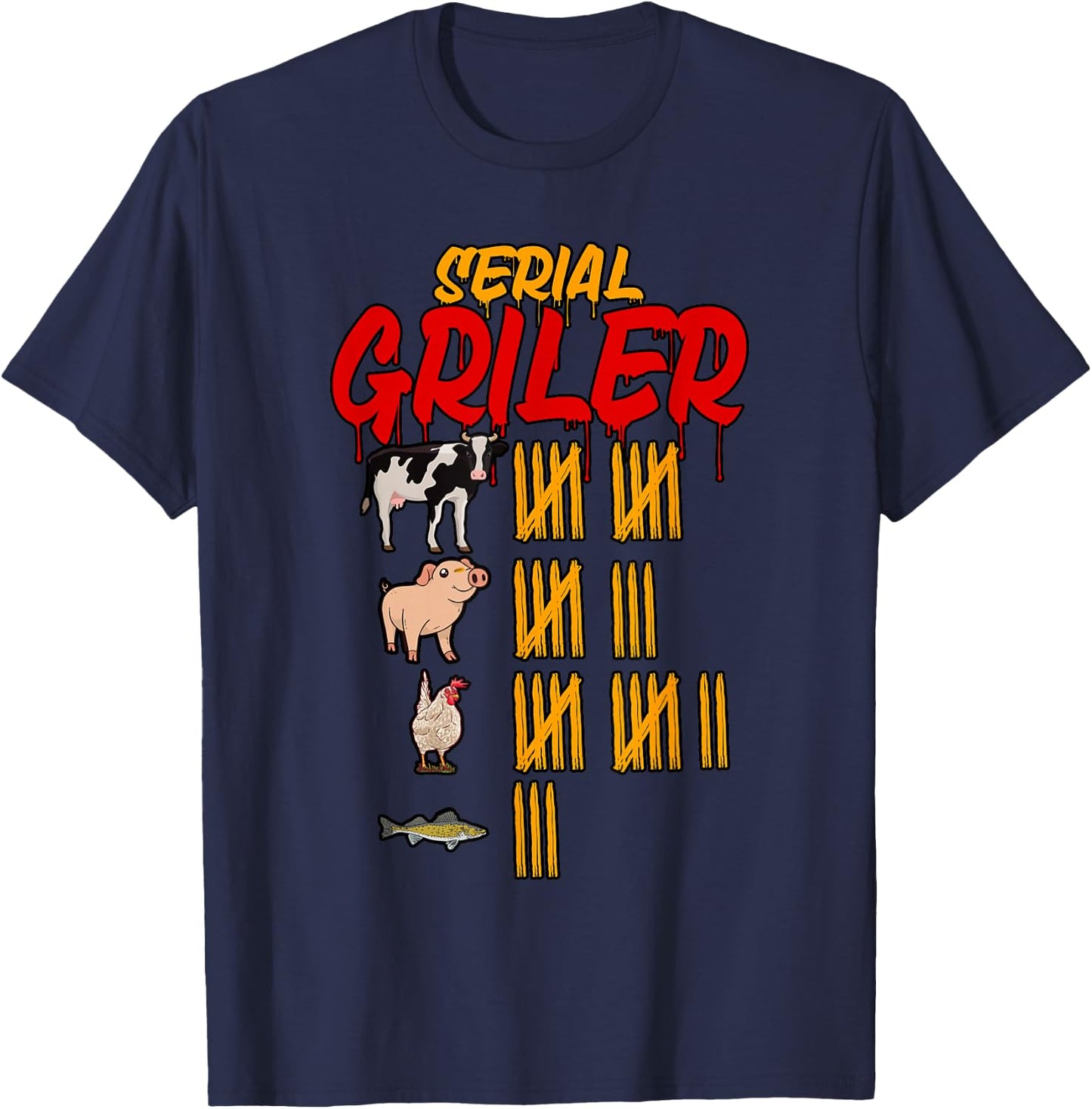 Serial Griller Pitmaster BBQ Smoker T-Shirt - T-Shirt | Navy