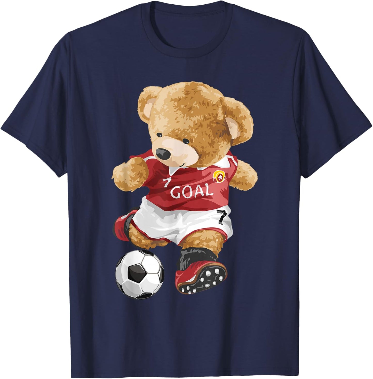 Cute teddy bear playing soccer T-Shirt - T-Shirt | Navy