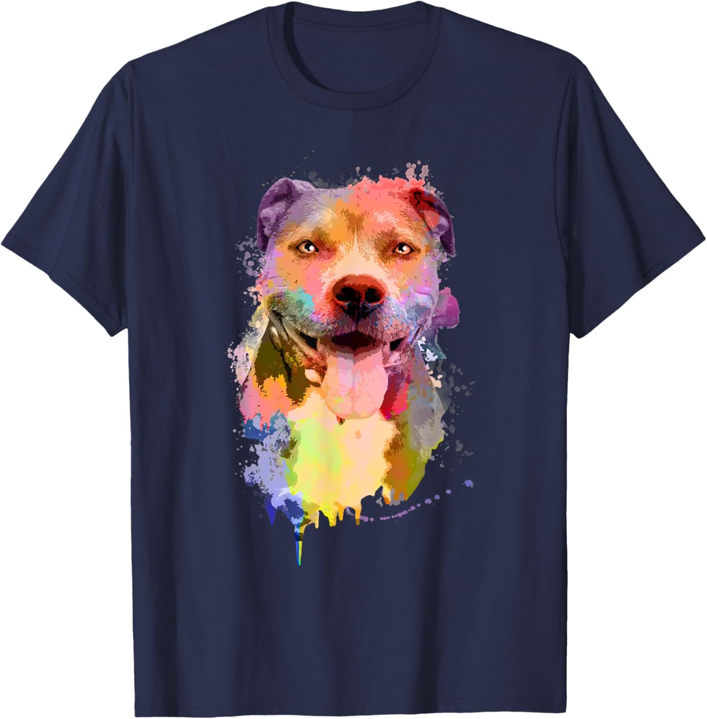 Cool Pitbull Women Artistic Watercolor Pitbull Owner T-Shirt - T-Shirt | Navy