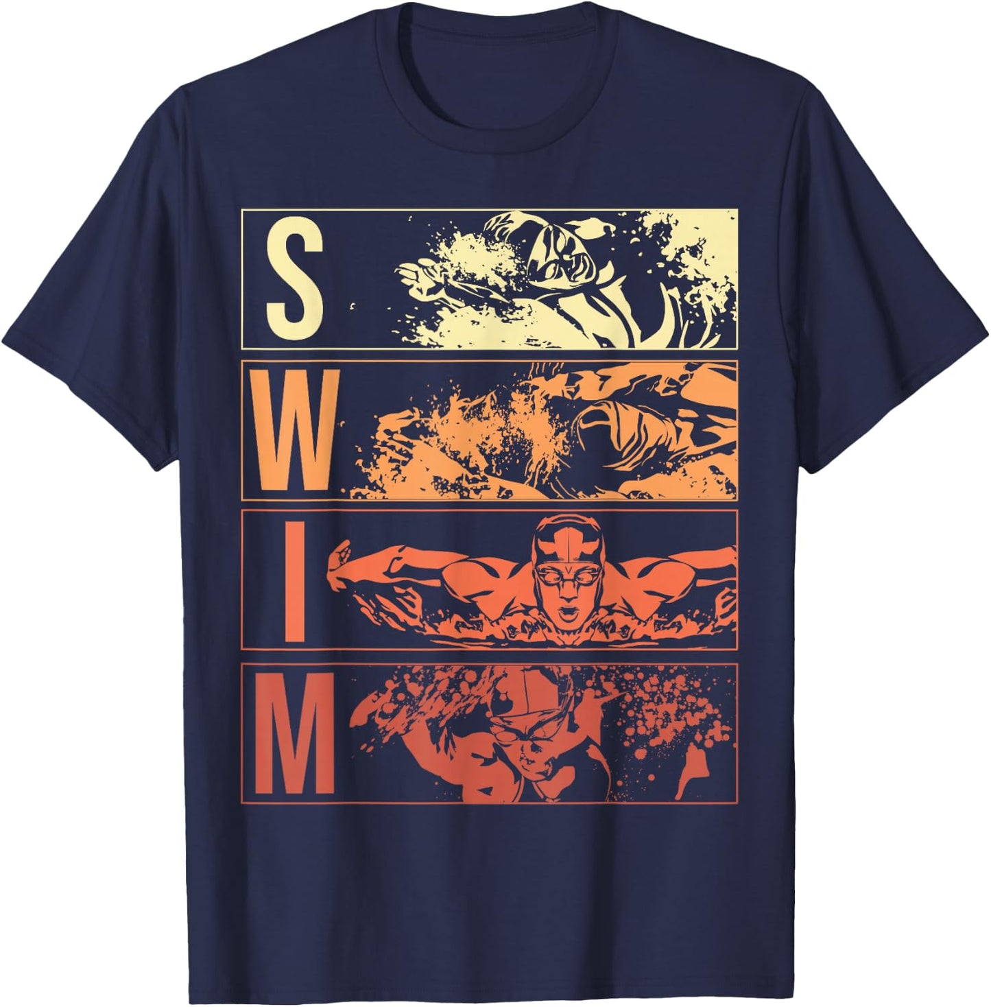 Retro Swimming Water Swim Sports Theme Swimmers Athlete T-Shirt - T-Shirt | Navy