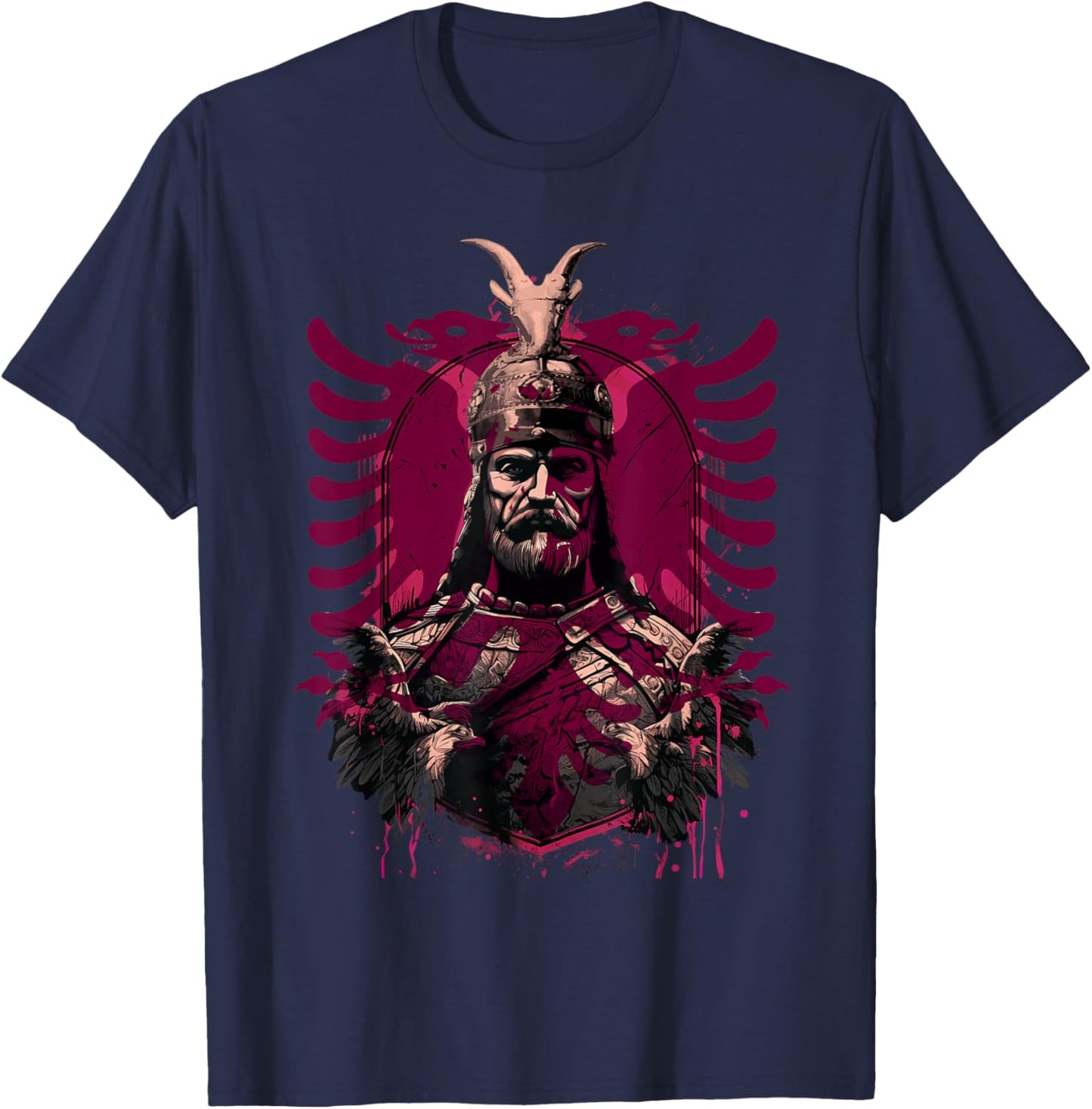 Skanderbeg Albanian National Hero Eagle Kosovo Albanian T-Shirt - T-Shirt | Navy