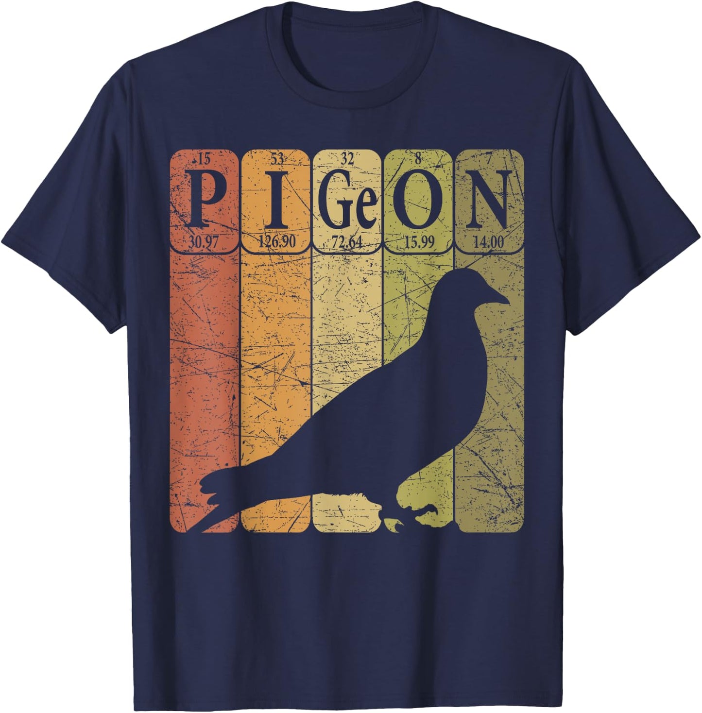 Pigeon Periodic Table Elements Birdwatching Ornithology T-Shirt - T-Shirt | Navy