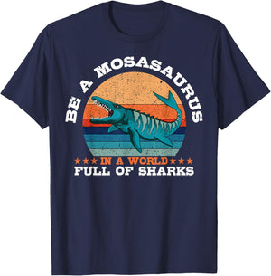Mosasaurus Retro Vintage Prehistoric Aquatic Dinosaur T-Shirt - T-Shirt | Navy