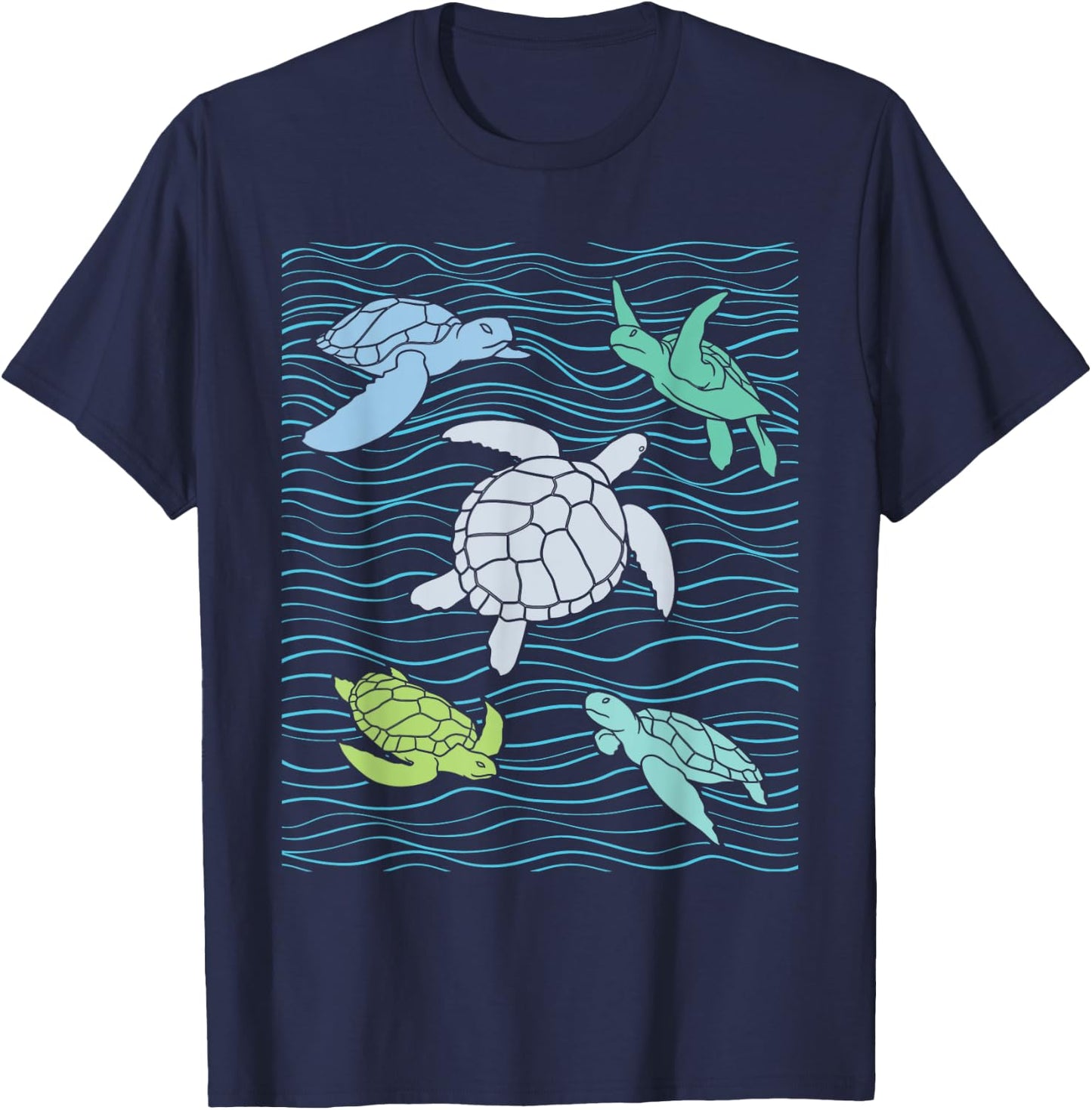 Colorful Sea Turtles - Animal Whisperer Ocean Beach Lover T-Shirt - T-Shirt | Navy