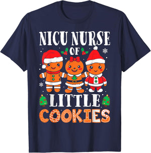 NICU Nurse of Smart Cookies Gingerbread Nurse Christmas T-Shirt - T-Shirt | Navy