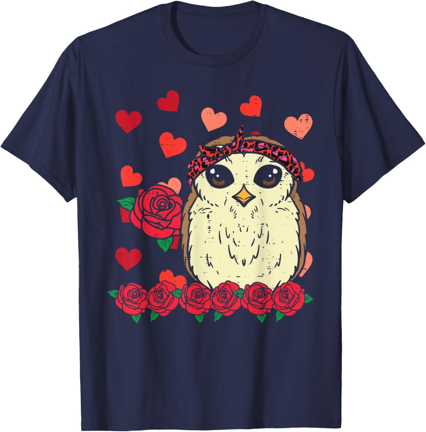 Valentines Day Leopard Baby Owl Women Girls Kids Toddler T-Shirt - T-Shirt | Navy