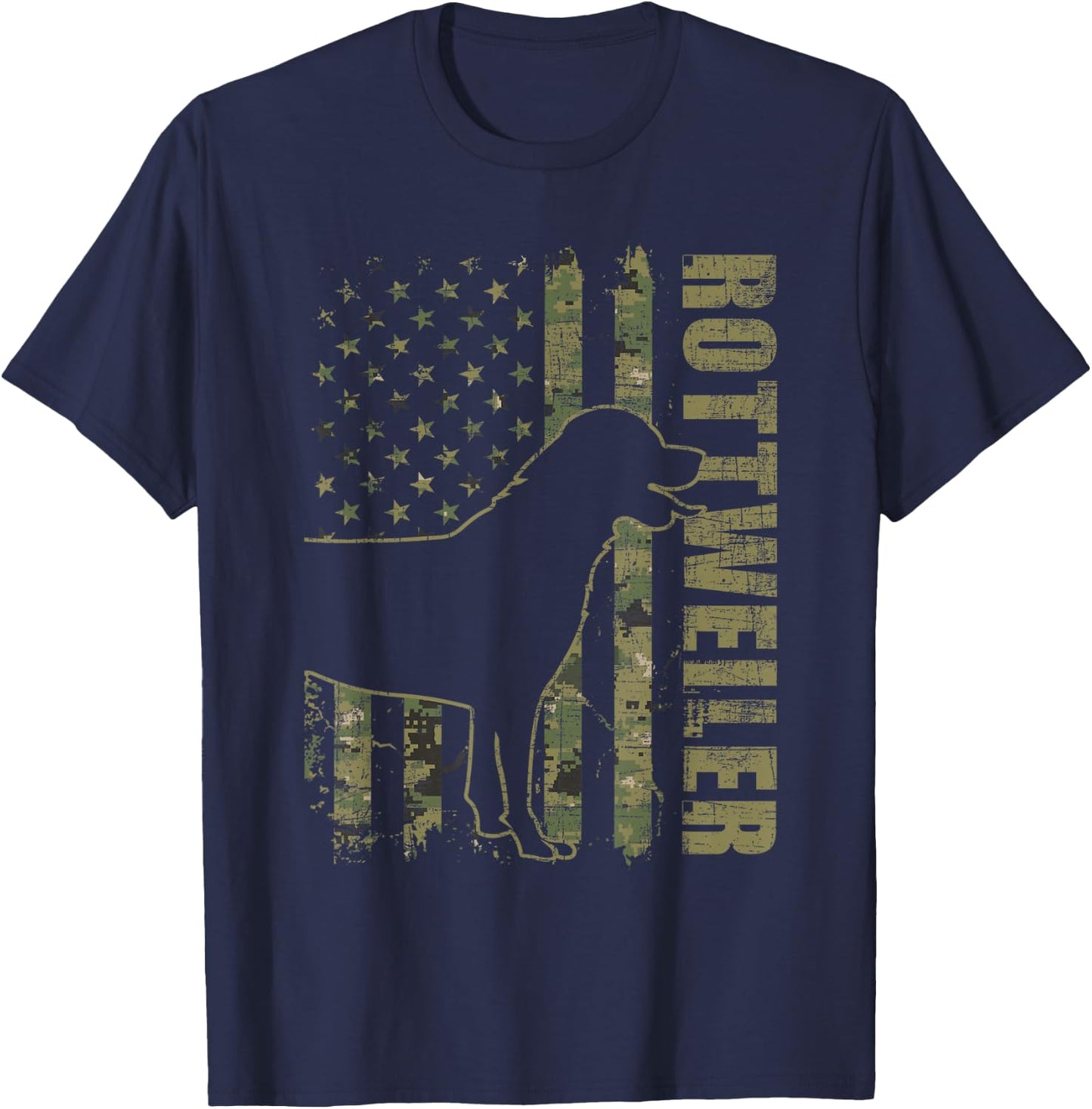 Rottweiler - USA American Flag Camouflage Dog Owner T-Shirt - T-Shirt | Navy