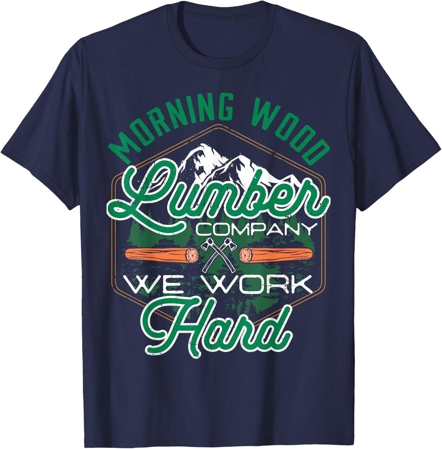 Retro Morning Wood Lumber Company Camping Woodman T-Shirt - T-Shirt | Navy