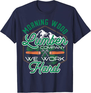 Retro Morning Wood Lumber Company Camping Woodman T-Shirt - T-Shirt | Navy