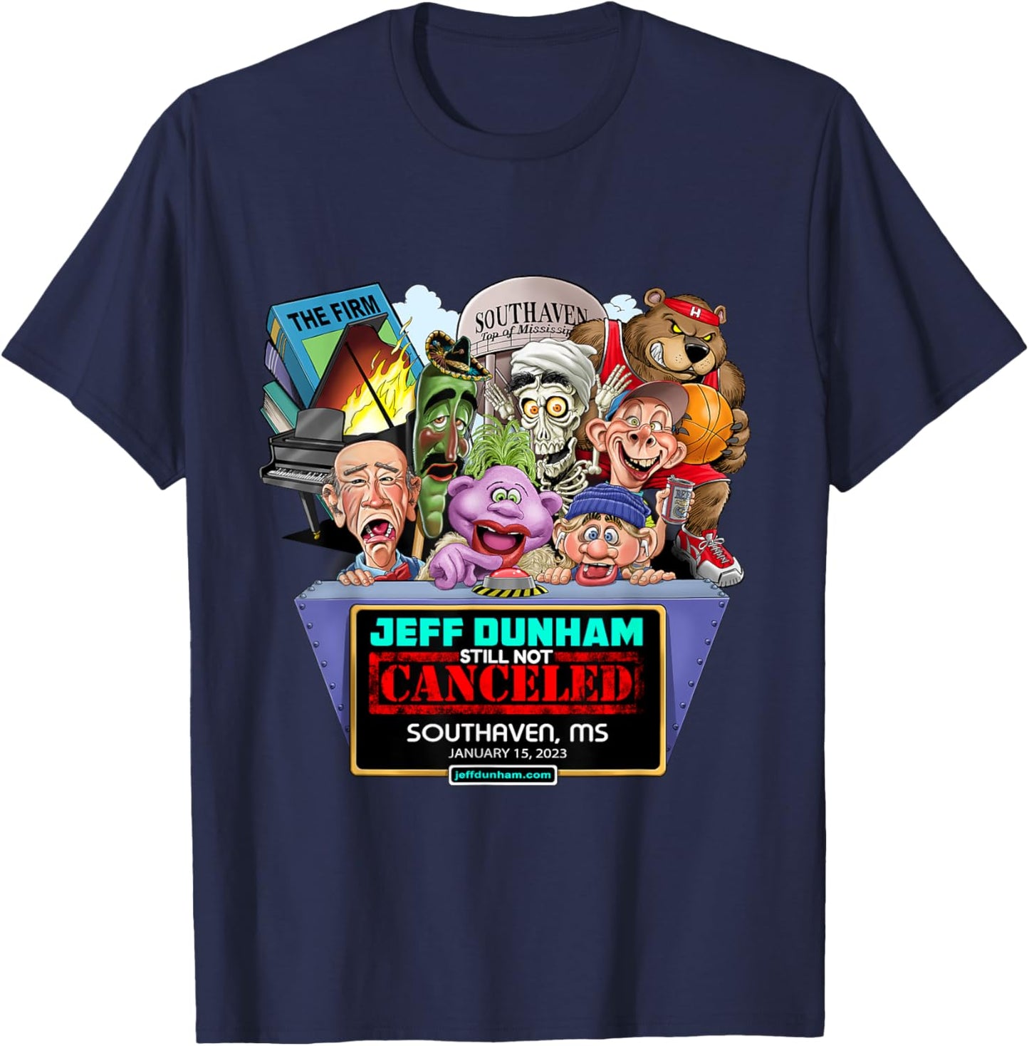 Jeff Dunham Southaven, MS (2023) T-Shirt - T-Shirt | Navy