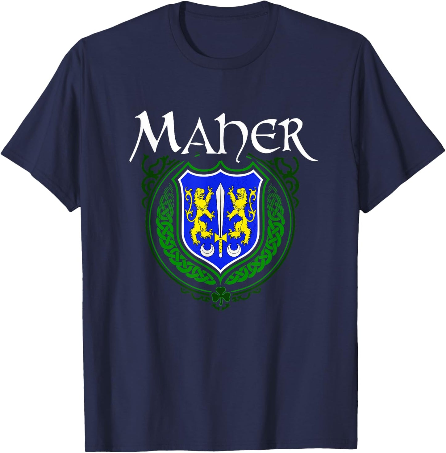 Maher Surname Irish Clan Tartan Badge Ireland T-Shirt - T-Shirt | Navy