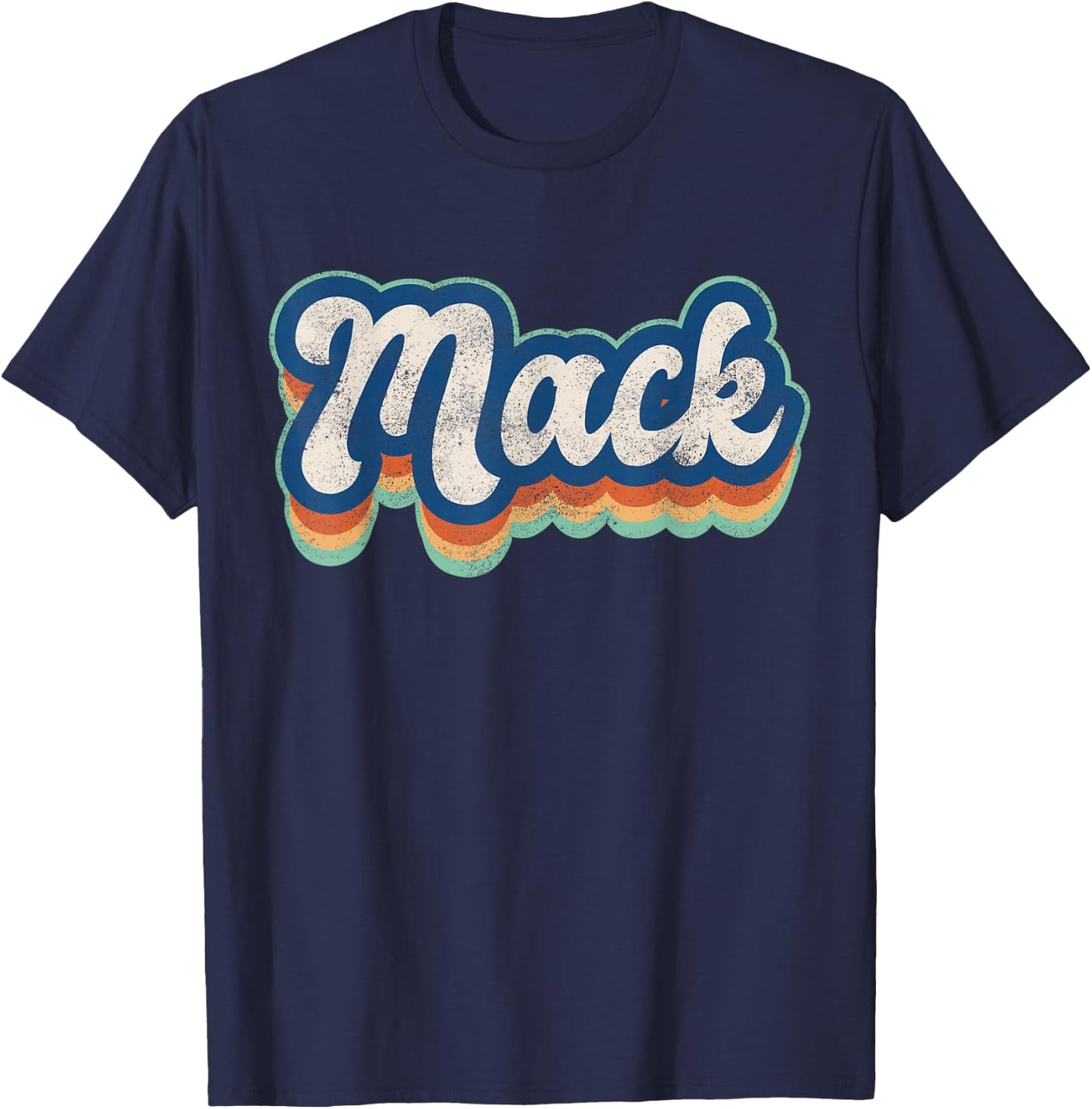 Mack First Name Boy Vintage Style 70s 80s Personalized T-Shirt - T-Shirt | Navy