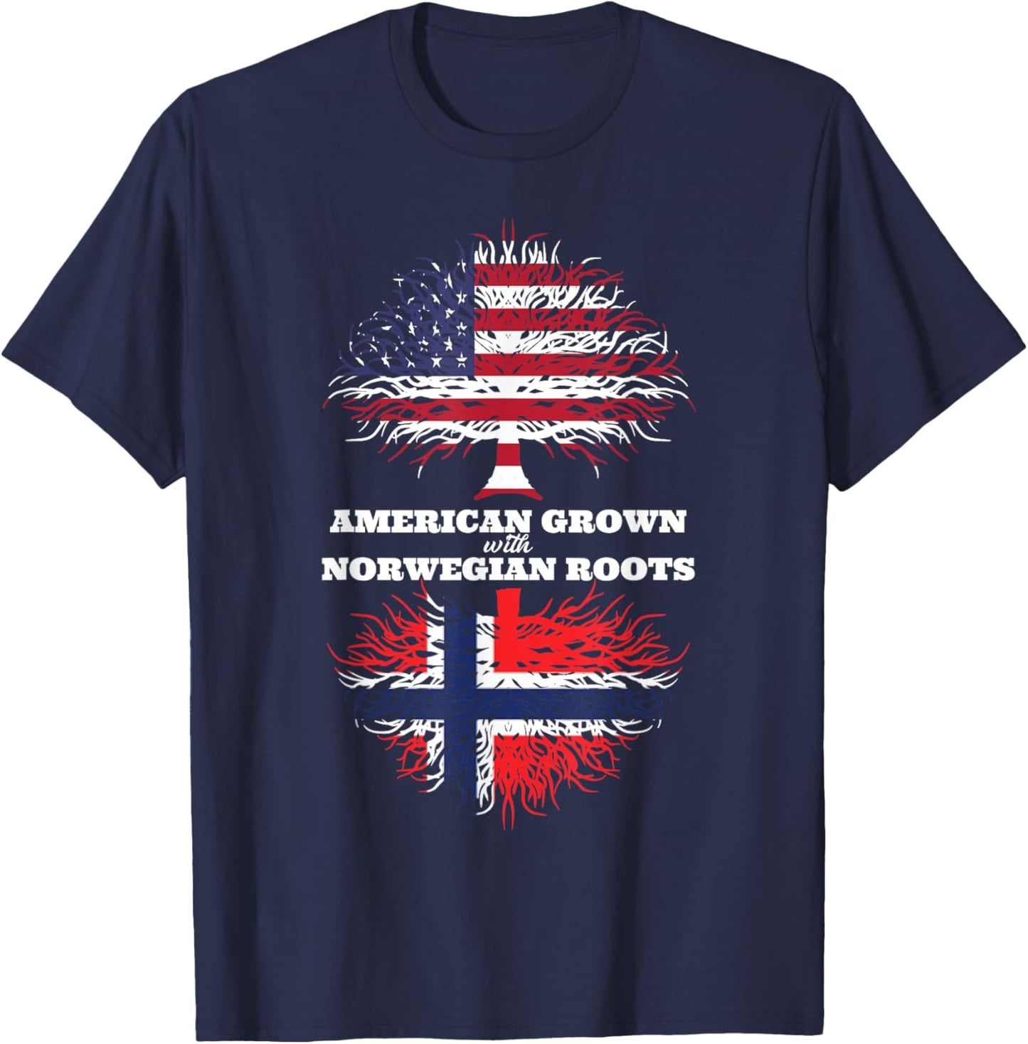 American Grown with Norwegian Roots Norway T-Shirt - T-Shirt | Navy