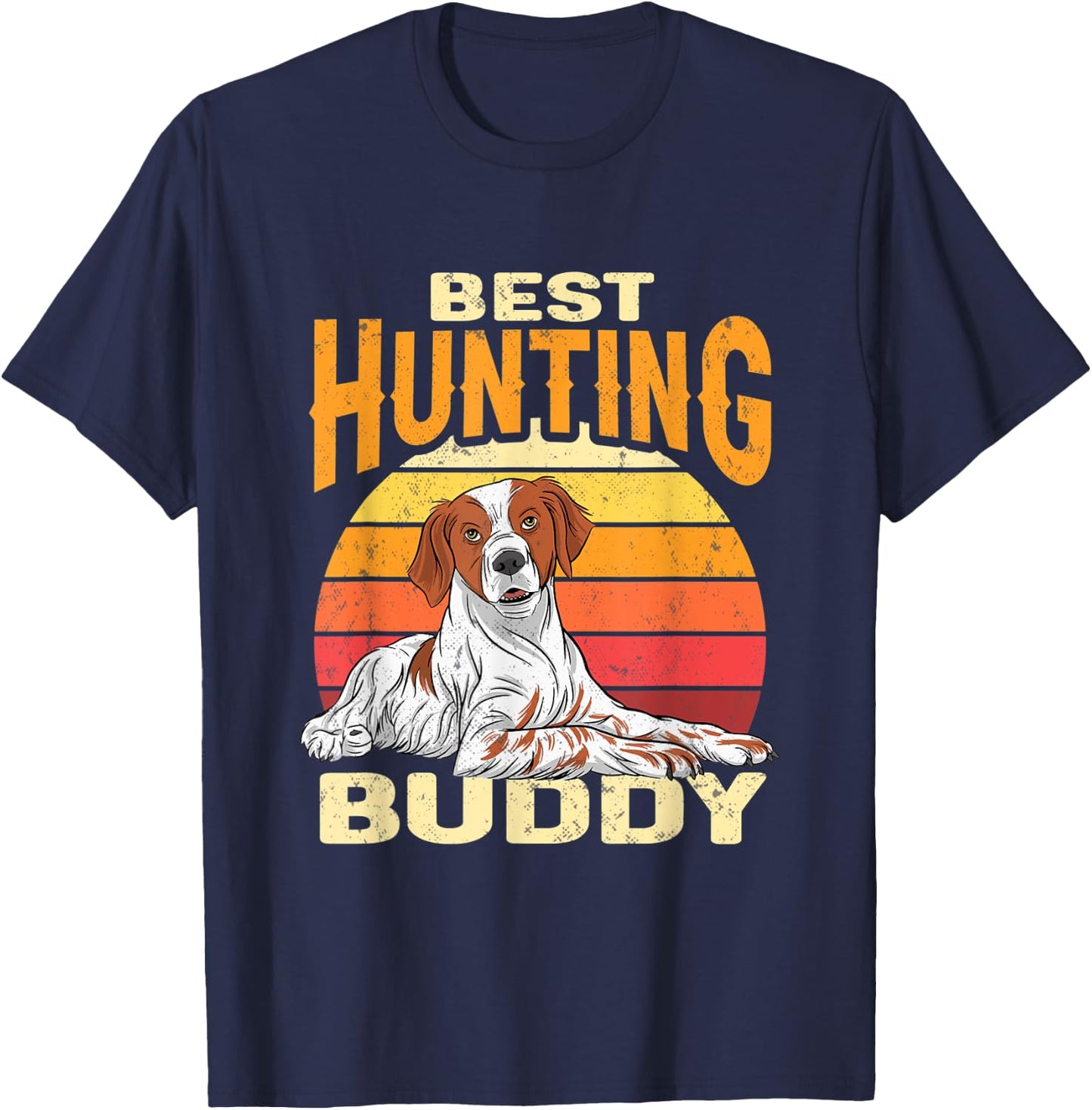 Brittany Spaniel Retro Best Hunting Buddy Brittany Dog Women T-Shirt - T-Shirt | Navy